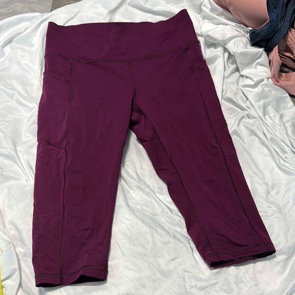 Lululemon Athletica Purple Leggings with Wide Waistband